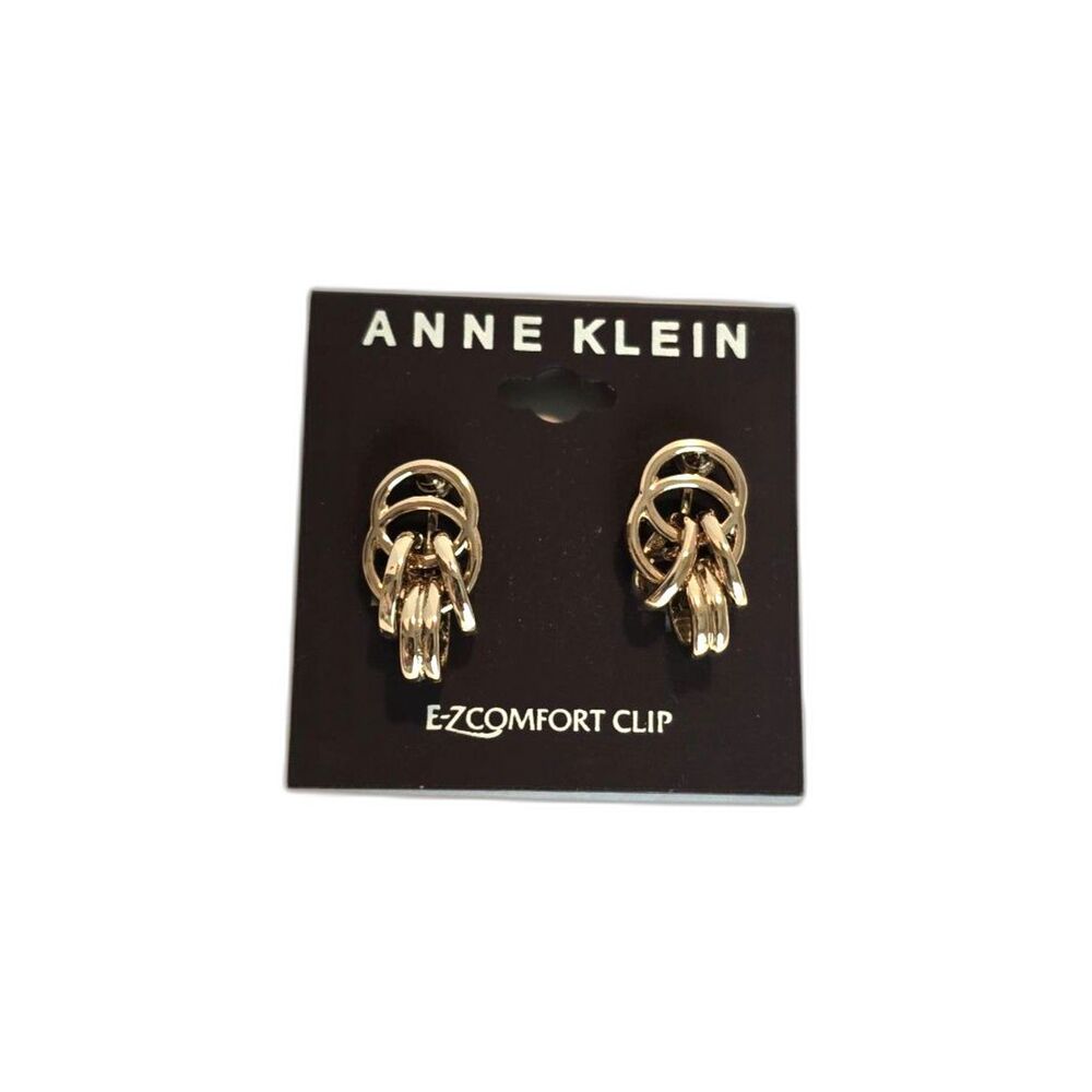ANNE KLEIN Gold‑Tone EZ Comfort Clip‑On Earrings Classic Vintage Statement Pair